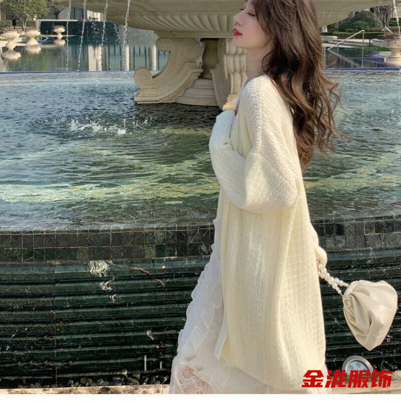 佐菲黛感針織開衫薄款小香風(fēng)外套女春秋遮陽衫空調(diào)衫長(zhǎng)款上衣 米白色單鏤空-針織開衫外套女士毛衣 S -針織開衫外套女士毛衣