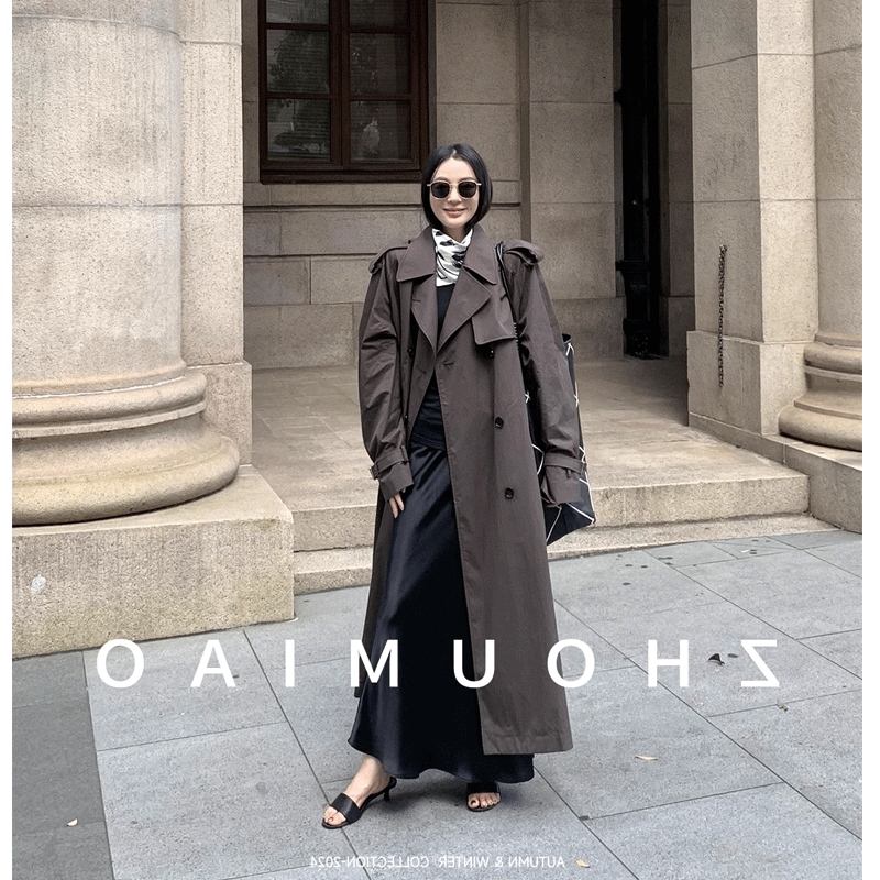 矢向风衣柏林往事收腰H版廓形B家经典大翻领长款 松果棕褐 XS