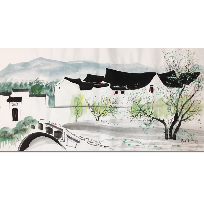 吴冠中《江南水乡》名家真品收藏精品装饰画客厅油画版画手绘国画拍卖