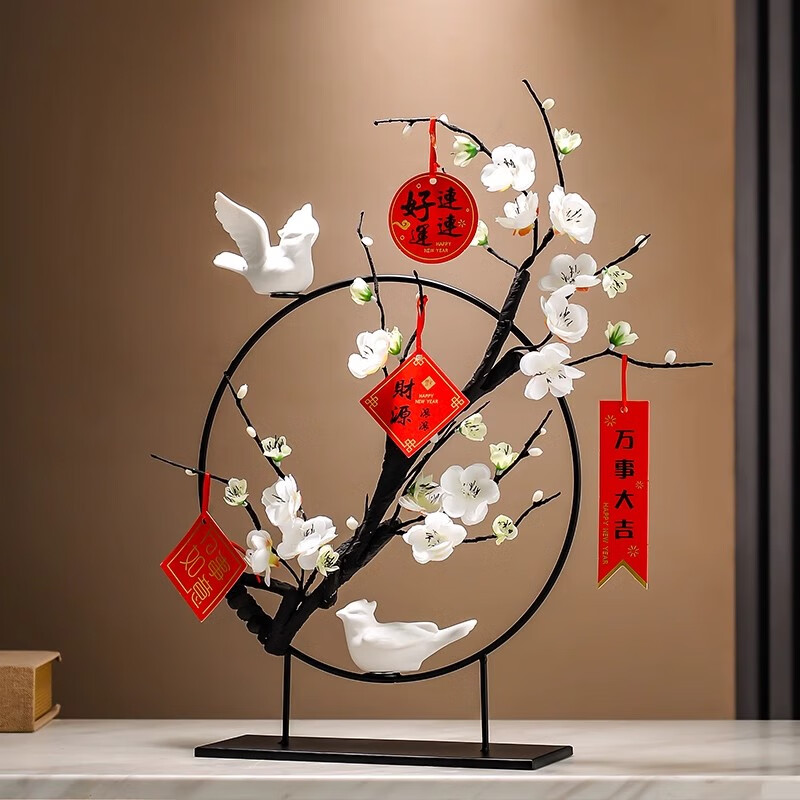 伽亿中式客厅屏风隔断古典艺术寓意美好的新房家居装饰品铁艺花艺摆件