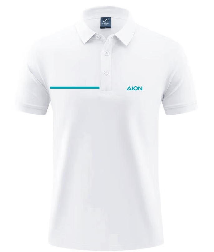 承皙广汽埃安工作服4s店工作冰丝polo衫白色翻t恤定制工装 酷爽棉横杠