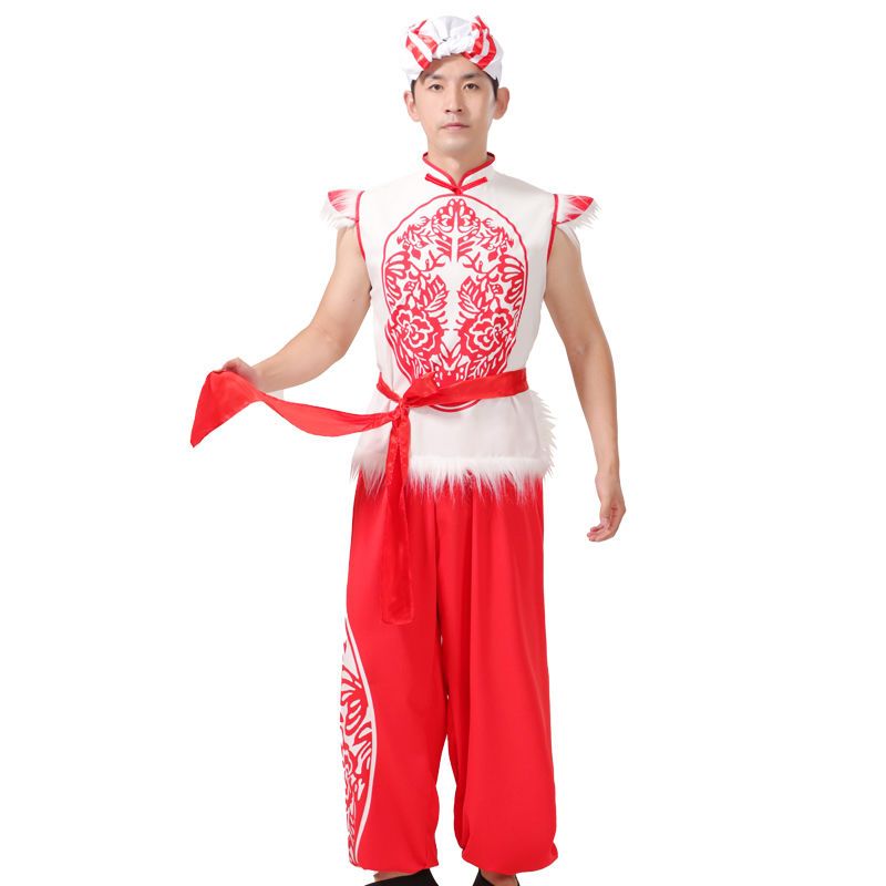 洛必达传统安塞腰鼓服装陕北民族风陕西男女服秧歌服阿宝打鼓演出服