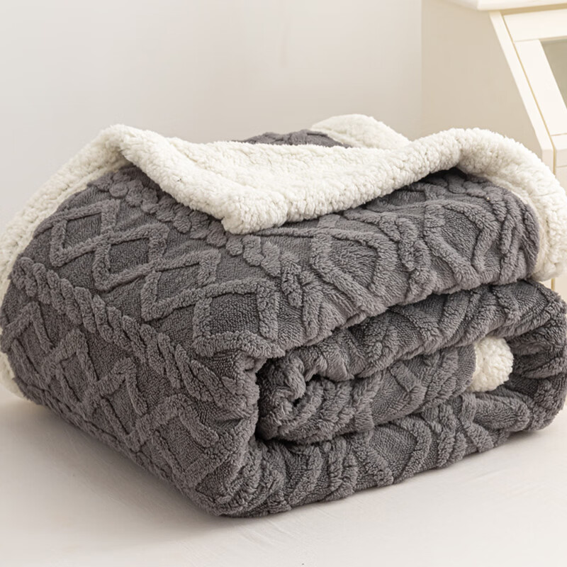 流川枫AB版双层毯双面绒塔夫绒羊羔绒毯子舒棉绒休闲毛毯 DB塔夫羊羔毯-灰色 200*230cm/约3.8斤
