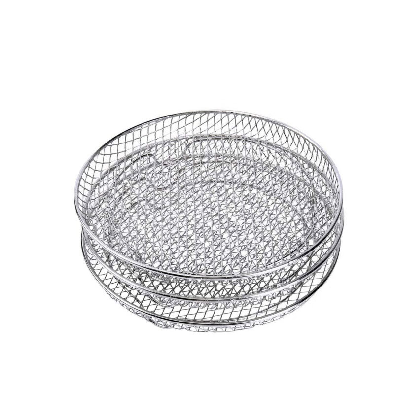 家用烤箱空气炸锅配件不锈钢3层网烤盘烤肉烤各种水果干 银色(不锈钢