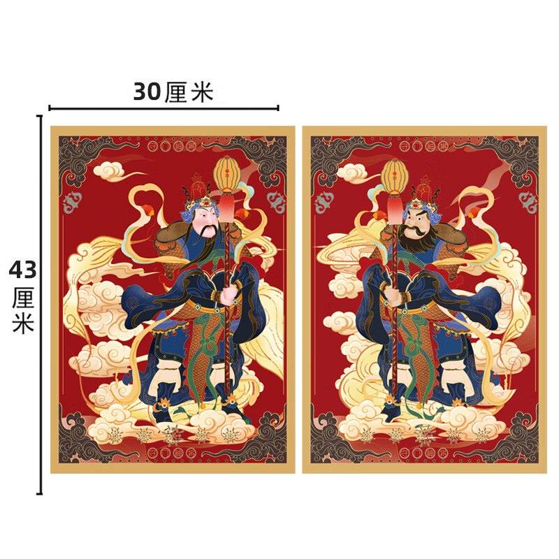 oqb杨柳青年画手绘门神年贴画门贴门幅守门神将新春对联春联春节装饰