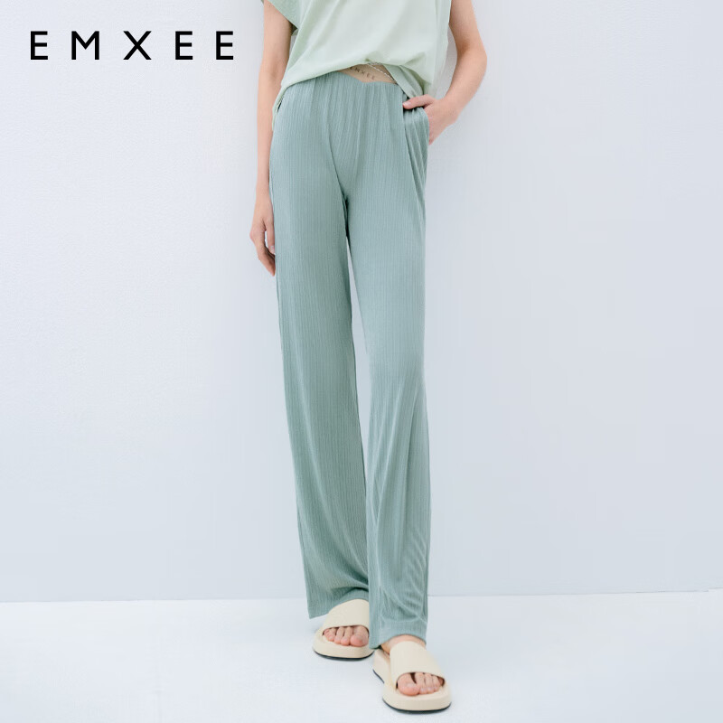 嫚熙（EMXEE）孕妇裤子夏季外穿阔腿裤垂感显瘦托腹孕期女 豆绿色 M