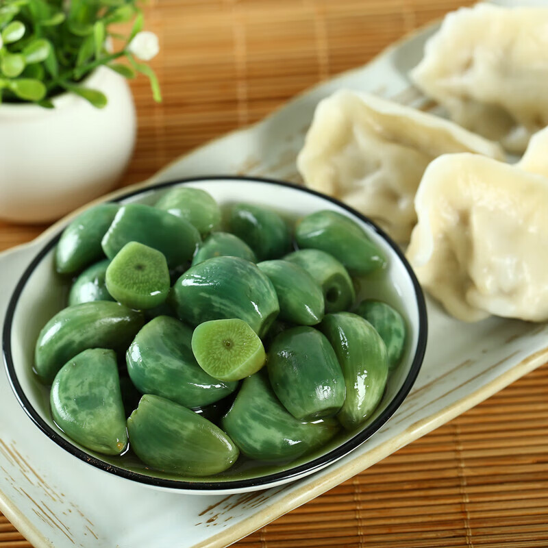 虎钢馋正宗山东脆绿腊八蒜腌制绿蒜糖醋泡大蒜头下酒开味下饭泡菜商用