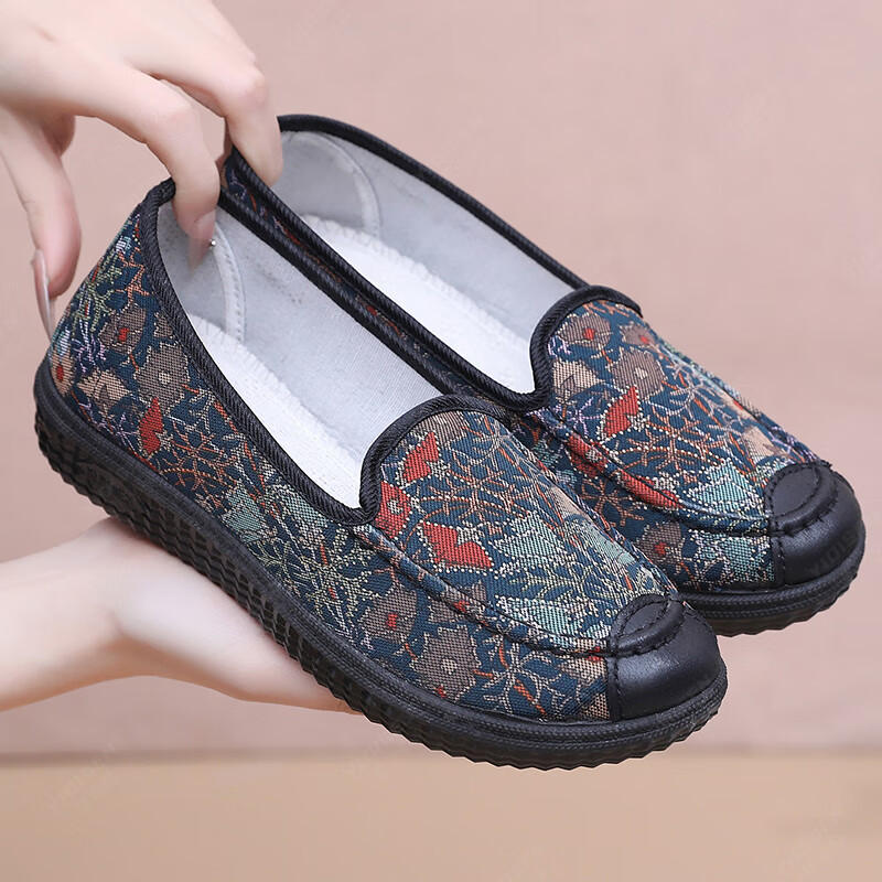 意迪森传统老北京布鞋柔软透气飞织鞋面女单鞋软底不累脚久站不累踩屎感 红色 35 (225mm)