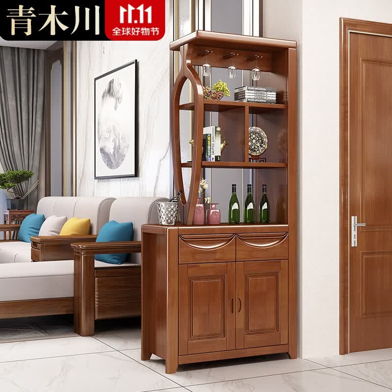 青木川实木酒柜鞋柜玄关柜一体双面客厅餐厅家用进门入户隔断屏风门厅柜 胡桃色【90x40x198cm】高性价比高么？