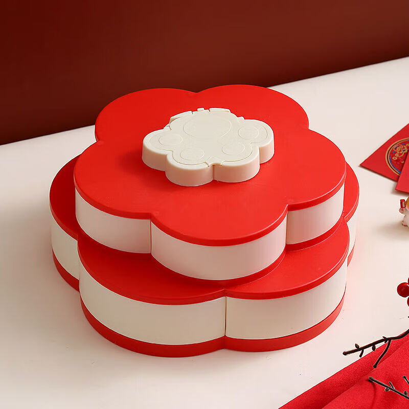 流彗【首单立减】果盘干果盘瓜果盘新年带盖阿格网红单双层糖果盒家用