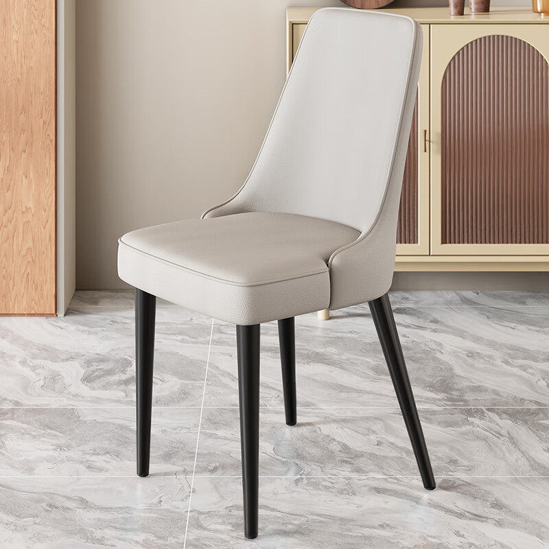 耐用结实中高端高椅子靠背酒店餐椅用餐厅 浅灰色【黑脚】乳胶坐垫