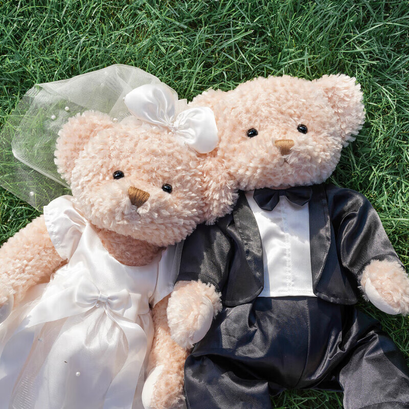 壓床娃娃一對結(jié)婚新款擺件禮物婚房布置公仔情侶玩偶婚紗熊 45cm小號升級普通婚紗熊【1對】