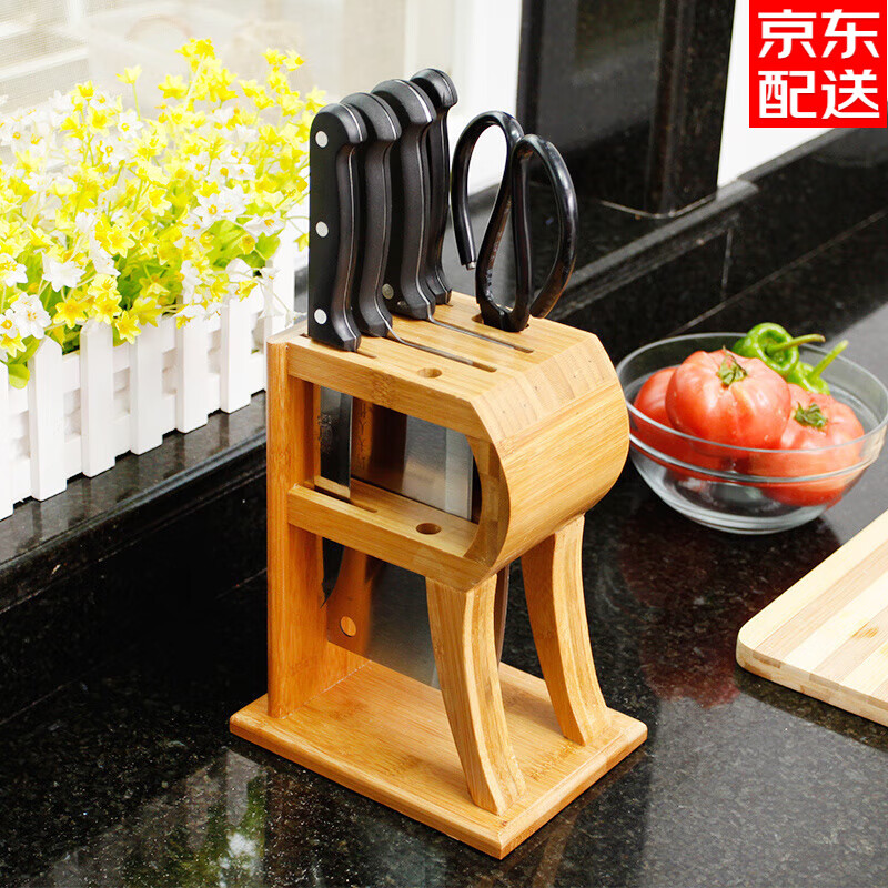 賢獅竹刀架家用刀座刀具架廚房用品廚房收納置物架通風(fēng)菜刀架子 斜刀架