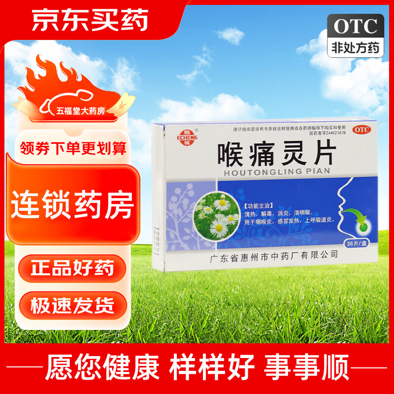 鹅城 喉痛灵片 36片 咽喉炎急性化脓性扁桃体炎感冒发热上呼吸道炎 3