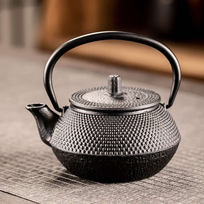 瓷牌茗茶具圍爐煮茶茶具套裝電陶爐煮茶器家用燒水泡茶鐵壺茶壺泡茶器 黑丁鐵壺0.3L