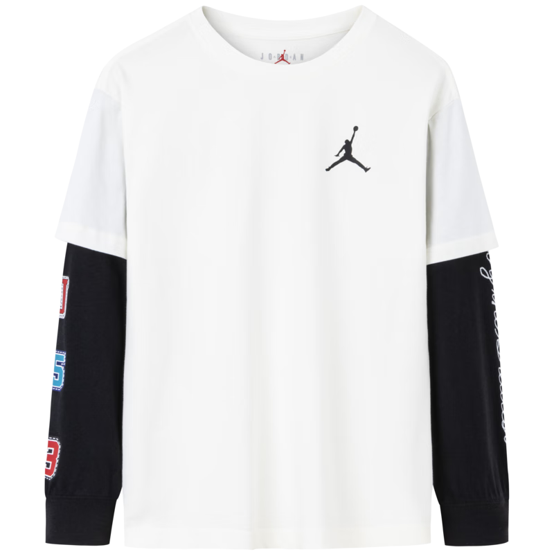 NIKE JORDAN 耐克AJ男童纯棉长袖T恤春秋假两件儿童长T上衣 棉花糖 160 /80 【建议身高158-170cm】