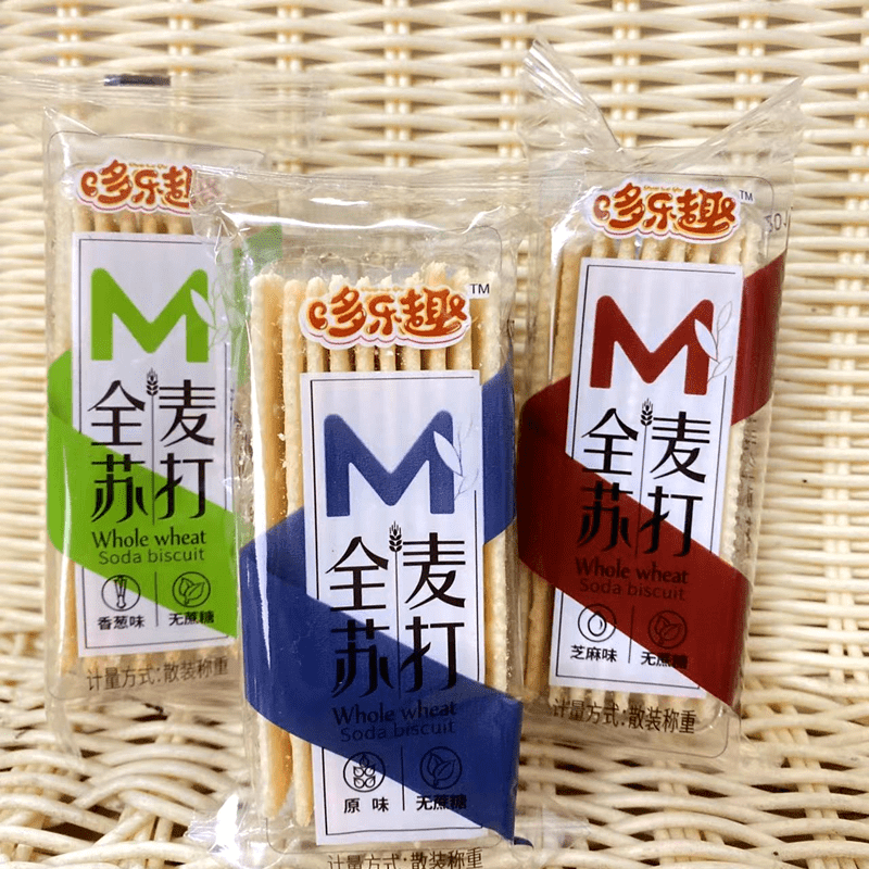 多乐趣（DUOLEQU）全麦苏打  500g/包 香葱芝麻原味无蔗糖梳打饼干零食 原味 500g
