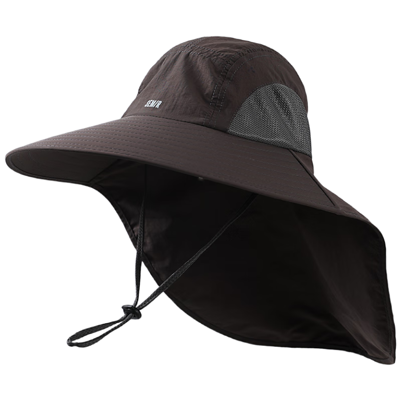森马防晒帽男遮阳帽钓鱼渔夫帽登山帽子夏季户外防紫外线大帽檐太阳帽