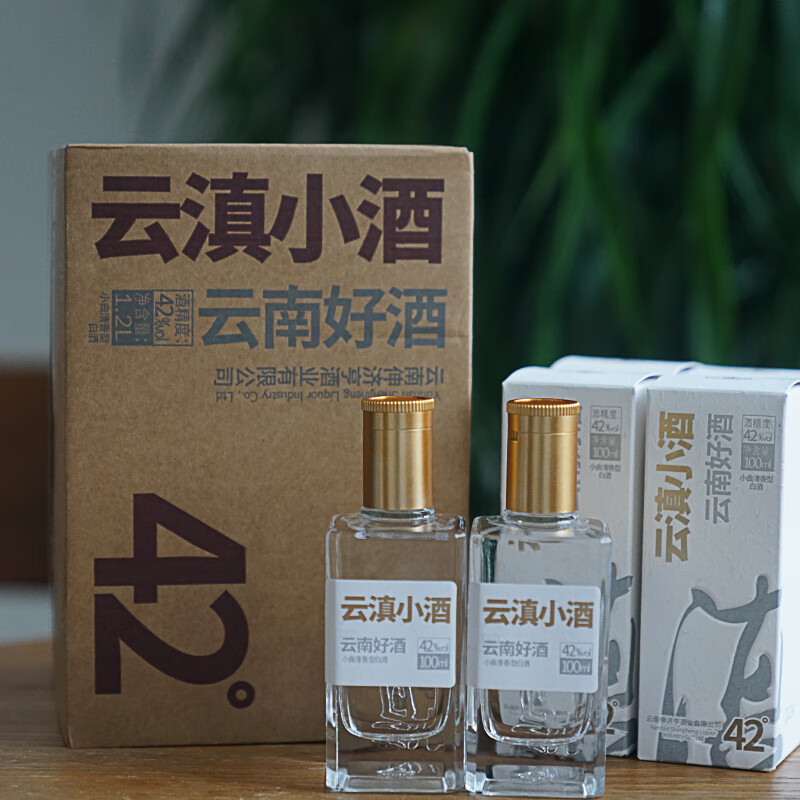 云滇白云滇小酒云南高档整箱装小酒42度纯高粱小曲清香型白酒100ml 42%vol 100mL 12瓶