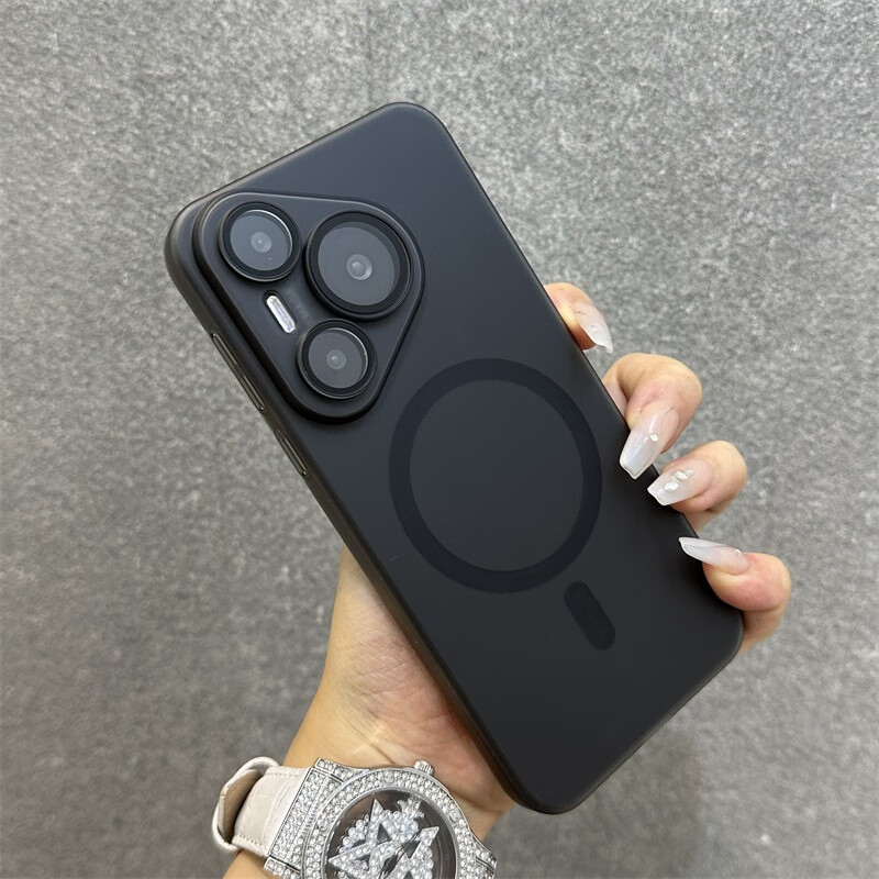 雅思戀 適用華為Pura70手機(jī)殼磁吸冰霧磨砂膚感透明Pura70pro+全包鏡頭膜超薄Pura70Ultra硬殼簡(jiǎn)約 【黑色】磁吸 華為Pura 70