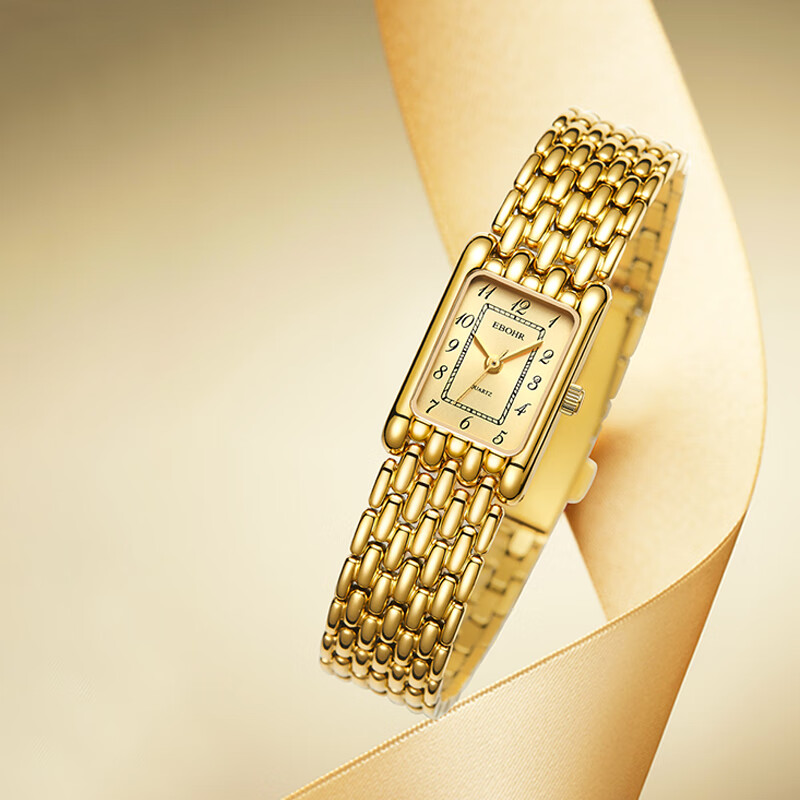 依波(EBOHR)手表女卡纳系列小金表女士石英表生日礼物复古腕表国表七夕礼物 复古金 51835926