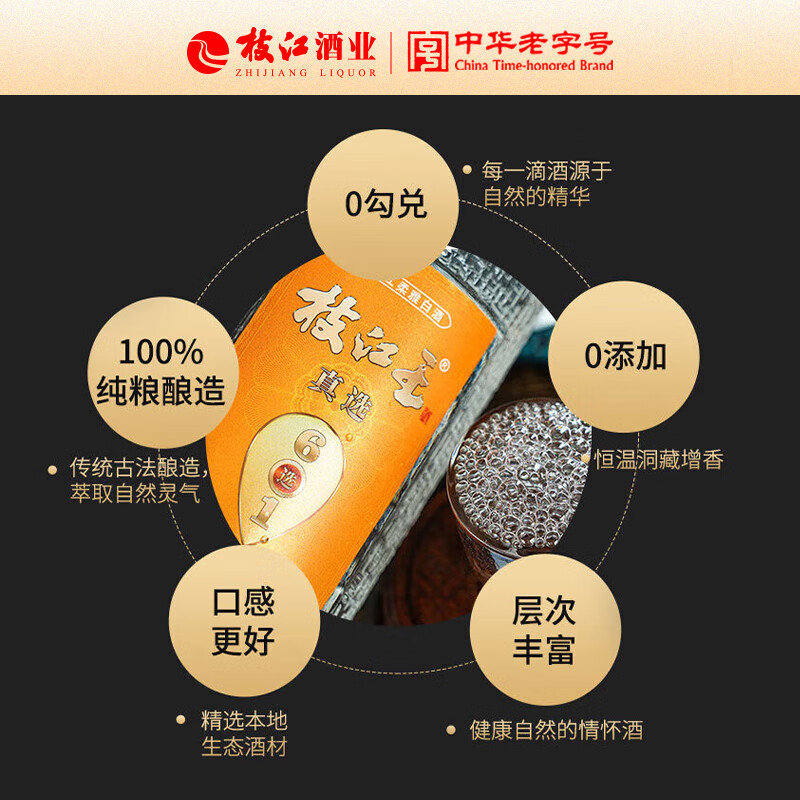 枝江王真选6 纯粮食白酒浓香型 42度 500ml*2瓶礼盒装 送礼自饮口粮酒 42%vol 500mL 2瓶 500mL*2瓶礼盒装