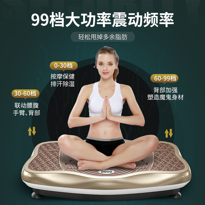 doop 甩脂机健身器材家用抖抖机懒人塑形音乐娱乐 W88 豪华加大款【卡路里显示】/棕金