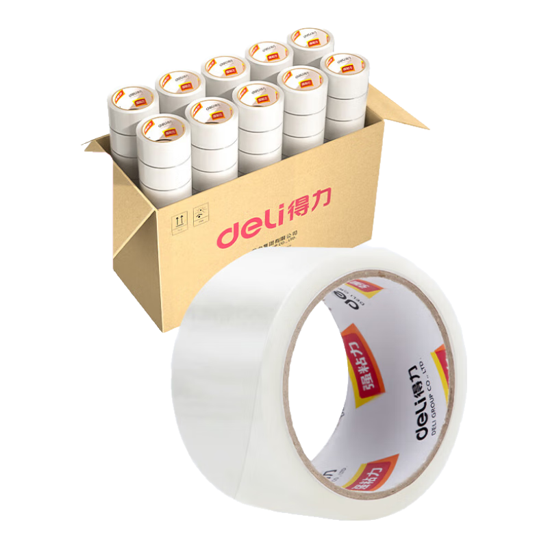 得力(deli)封箱胶带透明大卷/打包胶带 60mm*40y(36.6米) 60卷/箱 办公用品 JD416