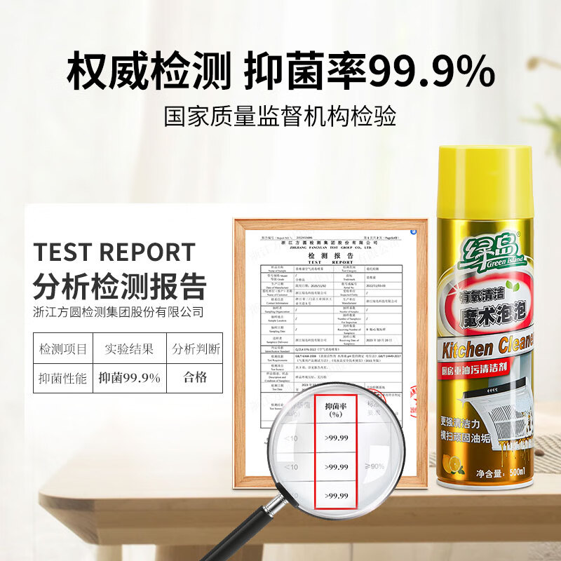 绿岛油污净厨房重油污强力泡沫多功能清洁剂抽油烟机灶台去油污去污渍 重油污2瓶【海绵擦】