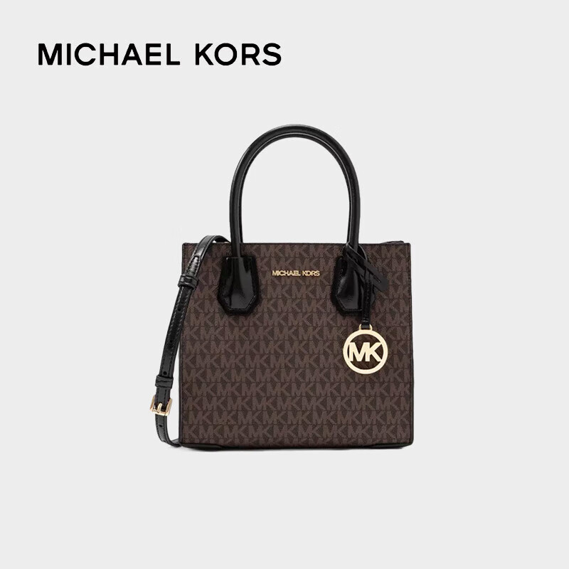 科尔斯(michael kors)新款mk女包 mercer 经典字母标志老花字母风琴包