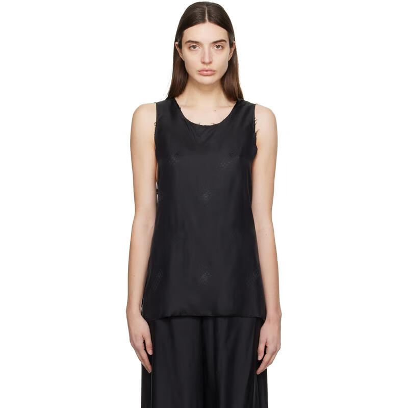 maison margiela 奢侈品潮牌 女士 黑色磨边背心 black m