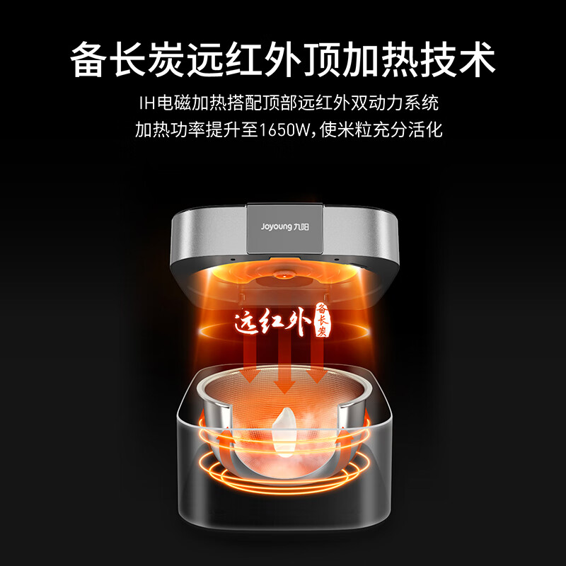 九阳(Joyoung)2024款0涂层4升3-8人无涂层电饭煲电饭锅远红外1650W电磁IH加热316L不锈钢内胆40N9U Pro太空系列