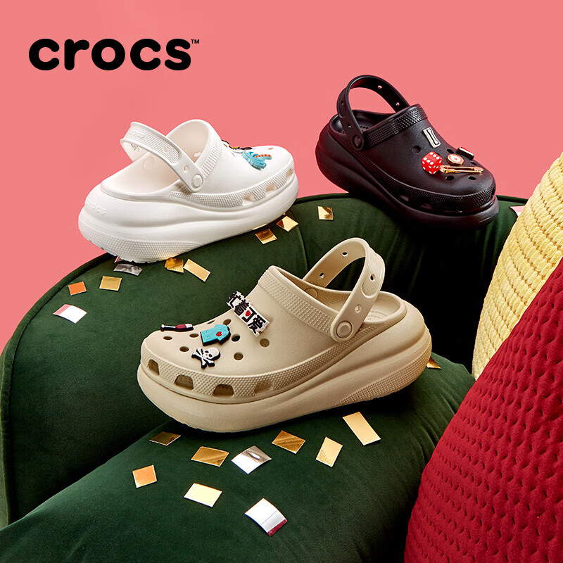 卡骆驰(CROCS)檀健次同款经典泡芙洞洞鞋百舒适男沙滩鞋女鞋休闲鞋|207521 黑色-001(含智必星) 36 (220mm) 37