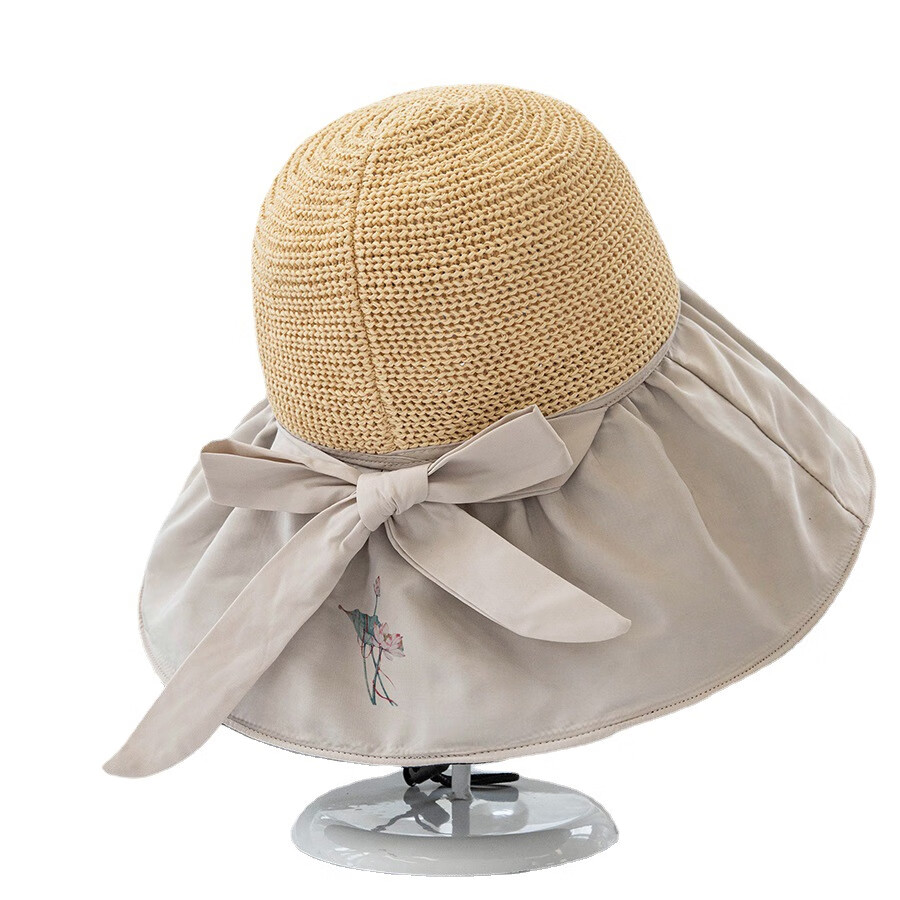 猫人渔夫帽子女夏季遮阳帽防晒黑胶防紫外线大帽檐女士可折叠太阳帽 米色【可收纳款】 均码(56-60)
