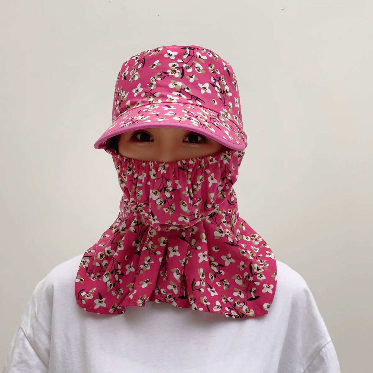 雾绡春秋新款口罩一体帽夏季防晒防风防尘护脸护颈女骑车遮阳户外工作