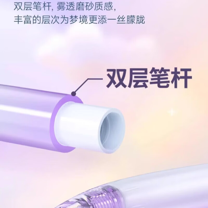 正品点石指尖温柔按动中性笔双珠顺滑速干子弹头0.5按压笔学生考试刷题软握水笔梦境高颜值签字笔 4款混搭各1支【书写黑】
