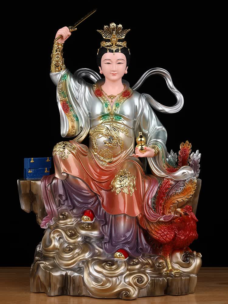 九宸府新款九天玄女神像玄天圣母娘娘像体真身摆件家用佛堂供奉树脂