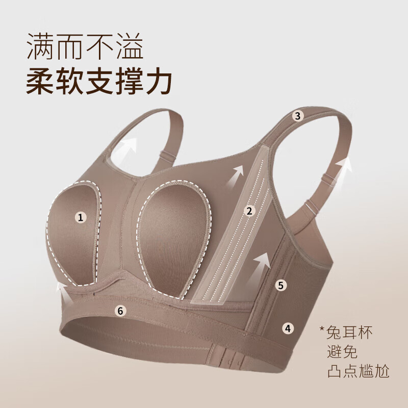 千奈美无痕内衣女大码胖mm大胸运动防下垂薄款显小全罩杯文胸罩 蓝墨茶 95D