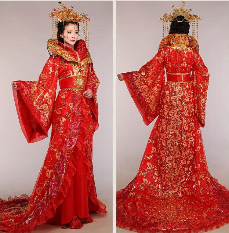 雅格罗伊古代服装女皇后新款汉代演出服装汉朝皇后装改良唐朝杨贵妃