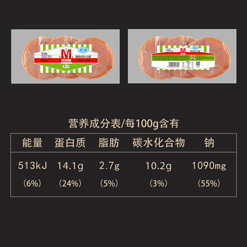 万威客 精选切片火腿 火腿片午餐肉早餐三明治熟食西餐西式快餐食材即食 【经典原味】150g*6