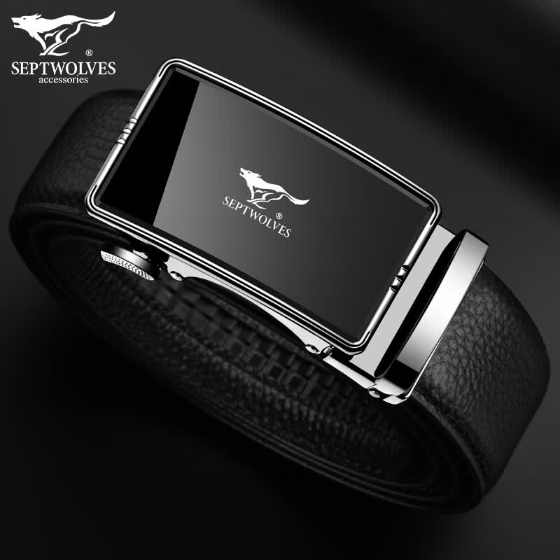 七匹狼(septwolves)皮带男士真皮自动扣腰带2024新款奢侈精品头层牛皮