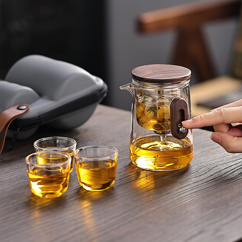 自像堂户外便携玻璃茶具套装轻悦旅行泡茶杯快客杯泡茶露营家用随身茶具