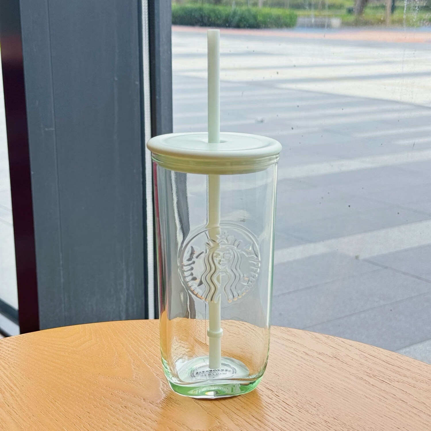 夏季冰川三角杯473ml自然系列蓝紫黄粉色款玻璃吸管杯清新水杯子 经典