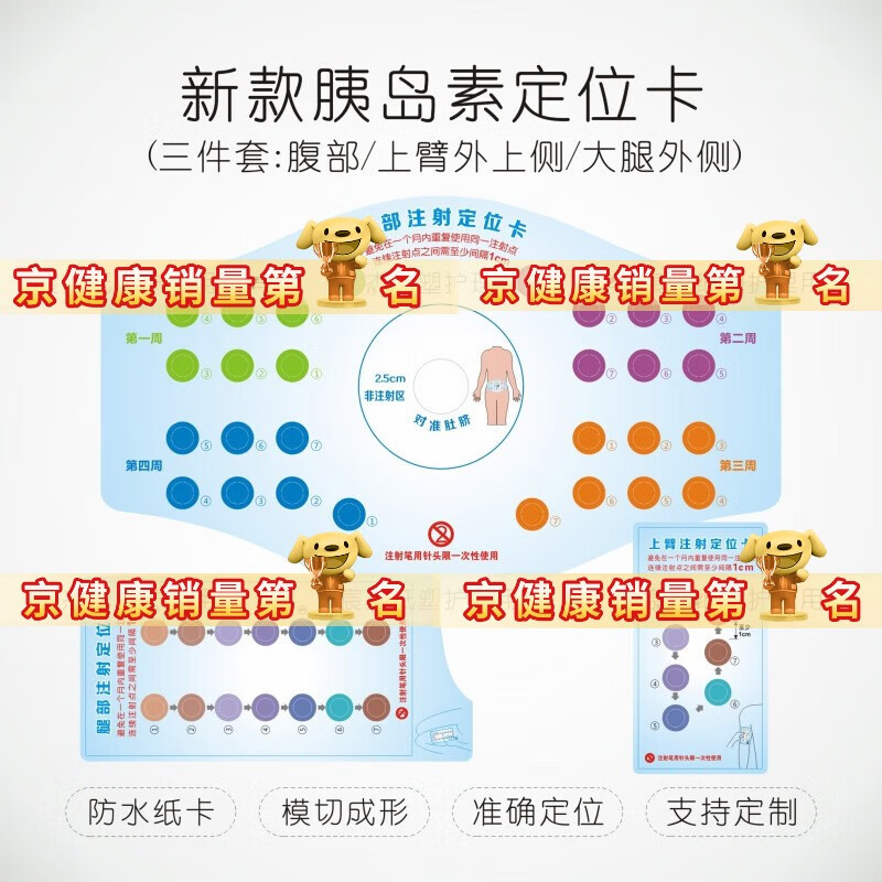 【京健康】胰岛素注射定位辅助卡腹部低分子肝素轮换卡抗凝剂皮下糖尿