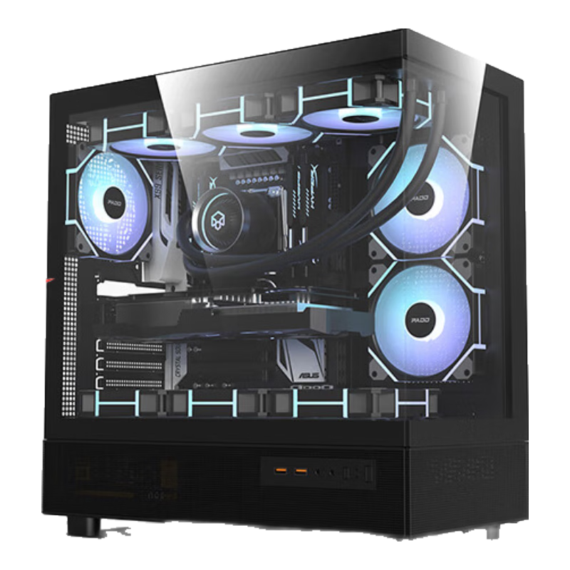 半島鐵盒（PADO）應(yīng)龍360 黑色海景房 ATX 臺(tái)式機(jī)電腦主機(jī)箱（無A柱/支持360水冷/9風(fēng)扇位/4090顯卡）