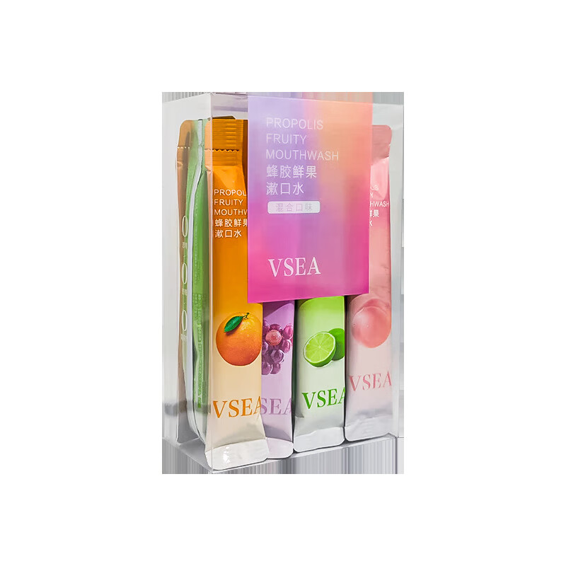 VSEA益生菌漱口水冰凉果香清洁清新水蜜涑口水桃除口臭便携鲜果 冰橙鲜果漱口水 三盒装(60支)