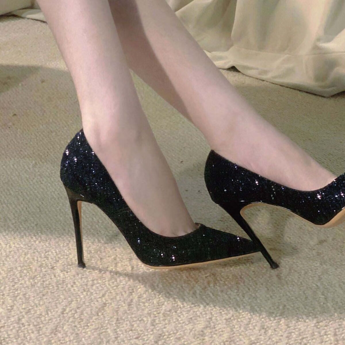 意尔康潮牌高跟鞋情趣一次性 炮鞋高跟鞋纯欲闪闪性10厘米感夜店女细