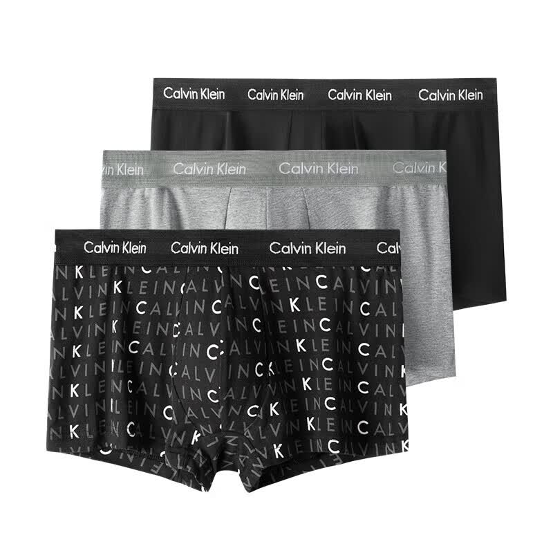 Calvin Klein CK 男士平角内裤套装 3条装 U2664G 送男友礼物 YKS字母黑灰 M 高性价比高么?