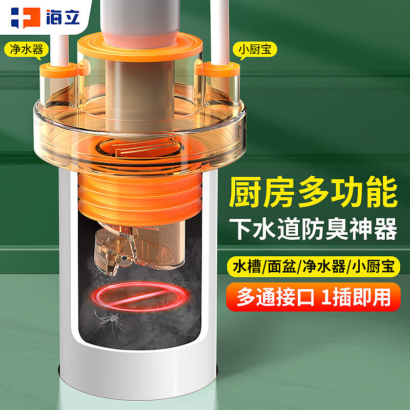 海立厨房下水道防臭神器封口器下水管三通接密封塞防臭防溢水专用 CF9三通接头