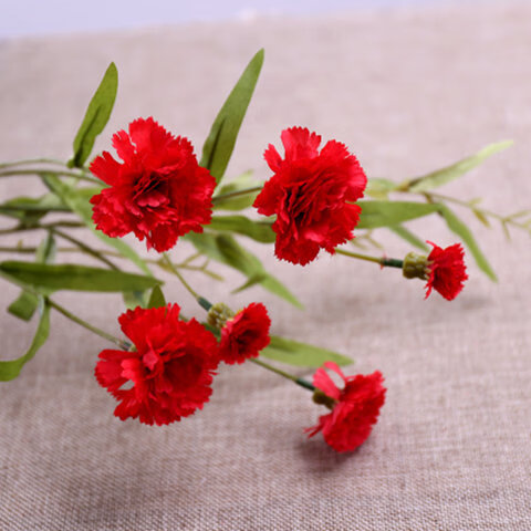 年康乃馨仿真花假花绢花客厅餐桌摆放装饰插花花艺母亲节礼物 大红色